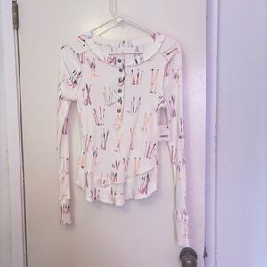 Free People White Patterned Top